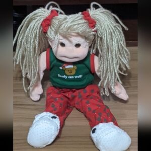 Plush Doll with Red Outfit and Blonde Hair